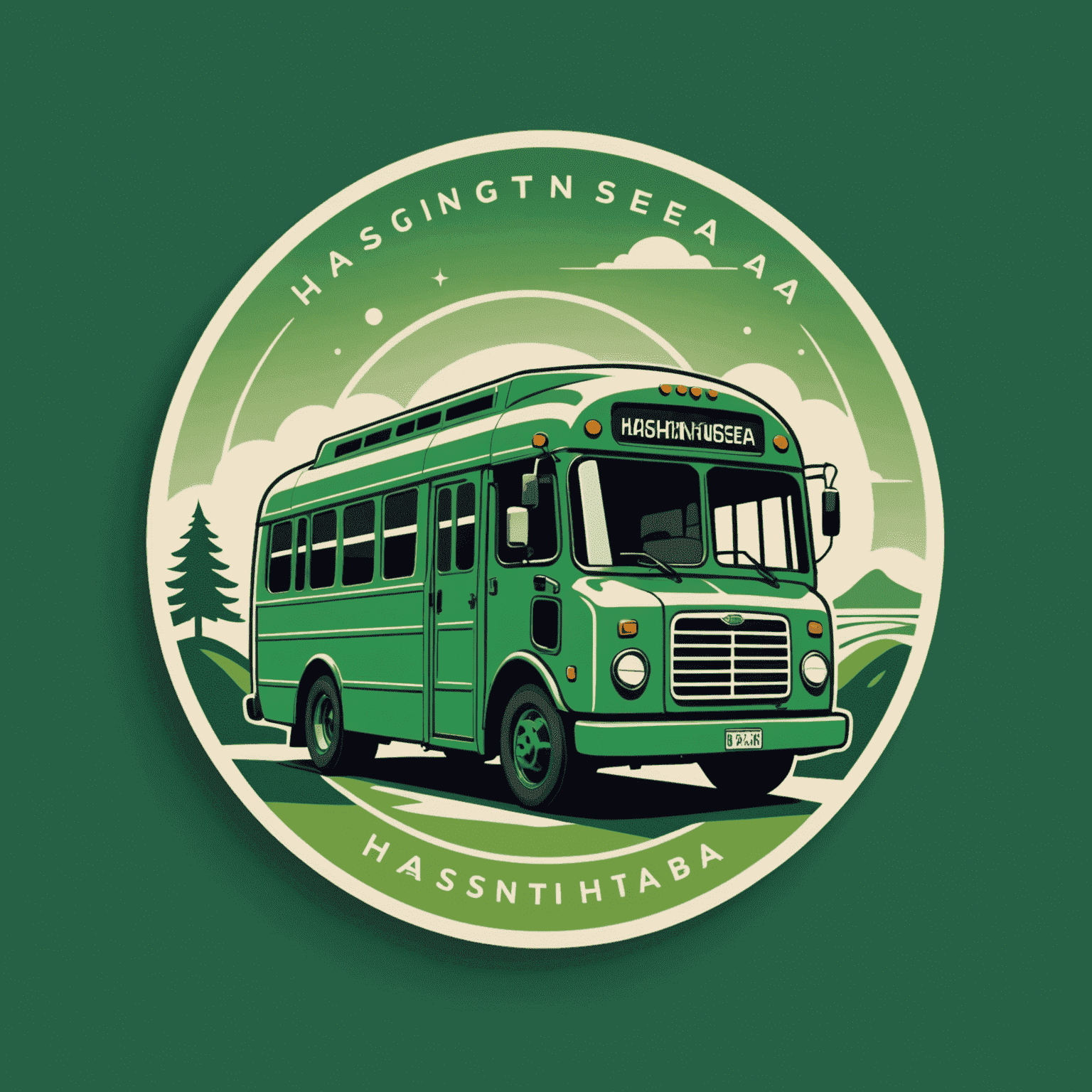 Hasnightsea logo featuring a stylized bus and credit card icon in fresh green tones