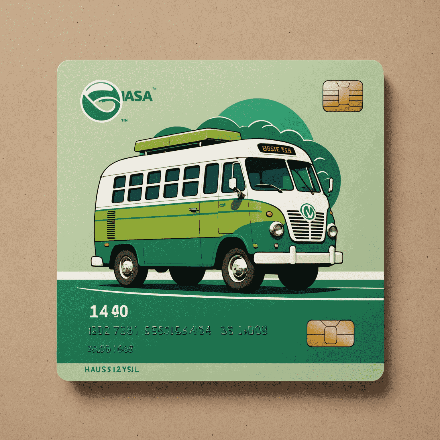 Hasnightsea logo featuring a stylized bus and credit card icon in fresh green tones