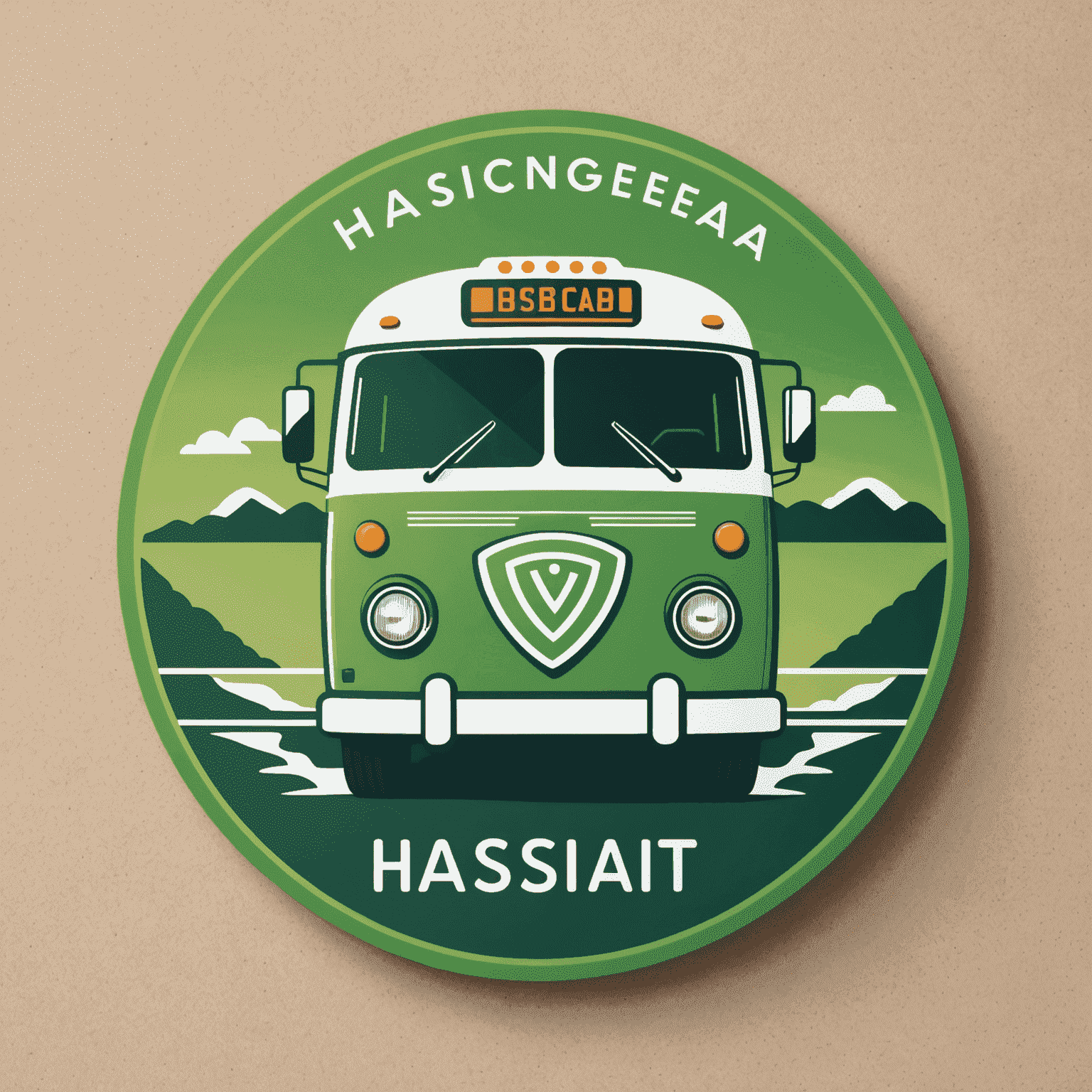 Hasnightsea logo featuring a stylized bus and credit card icon in fresh green tones