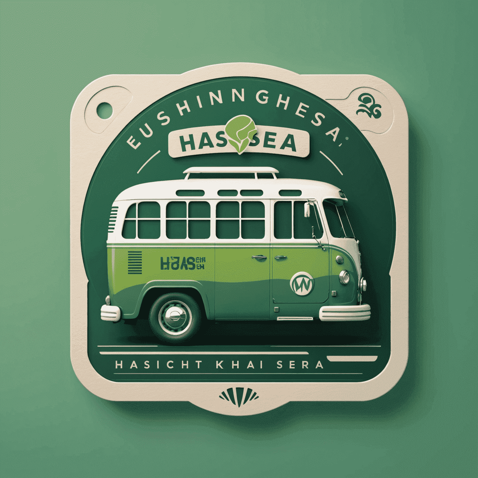 Hasnightsea logo featuring a stylized bus and credit card icon in fresh green tones