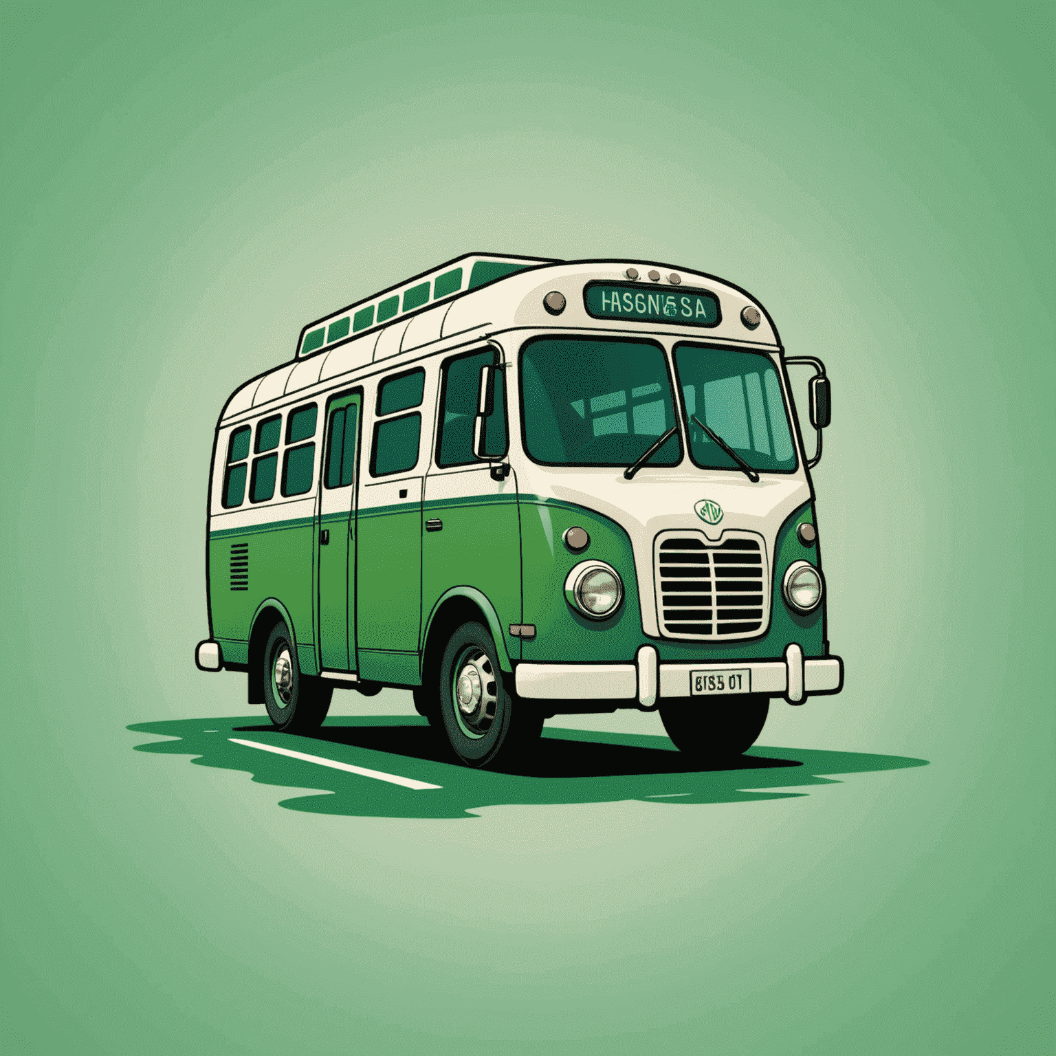 Hasnightsea logo featuring a stylized bus and credit card icon in fresh green tones
