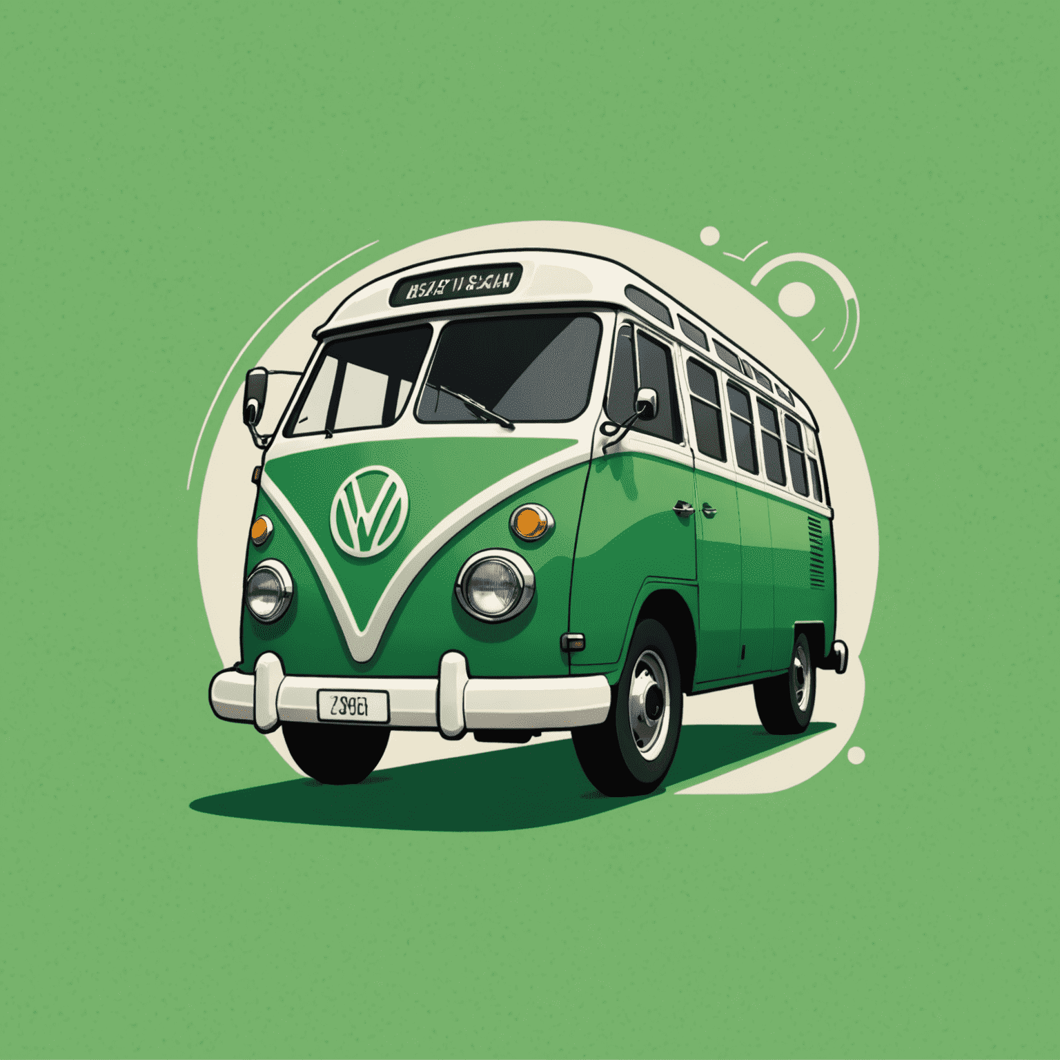 Hasnightsea logo featuring a stylized bus and credit card icon in fresh green tones